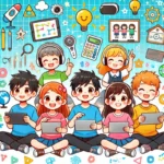 미래 교육을 받는 학생들의 즐거운 모습
