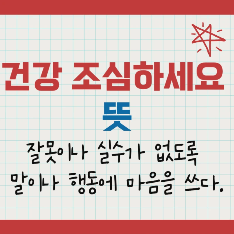 건강 조심하세요 뜻 의미 활용 예시