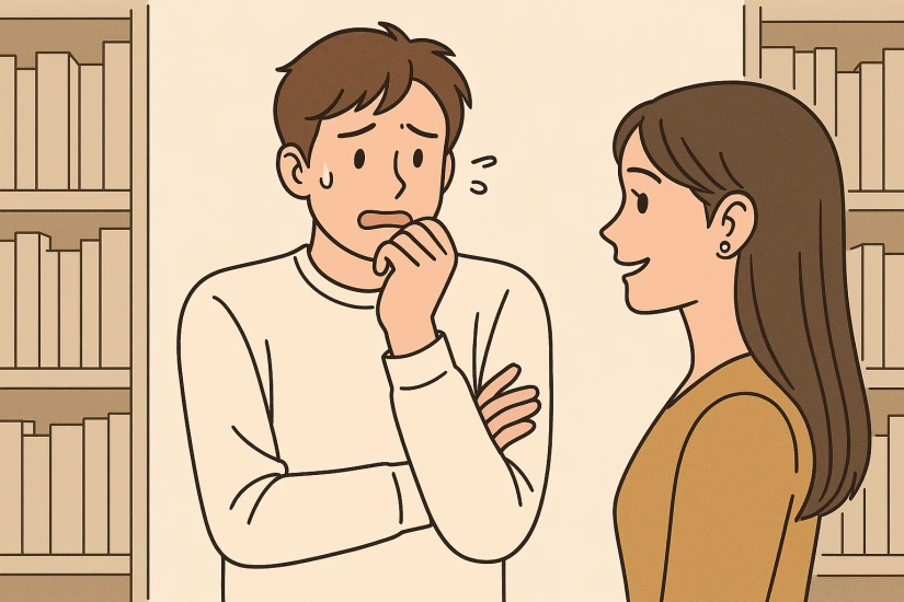 내 앞에서 긴장하는 남자의 모습 표현