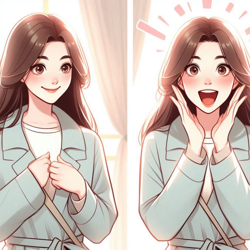 대화 중 리액션이 큰 여성의 모습