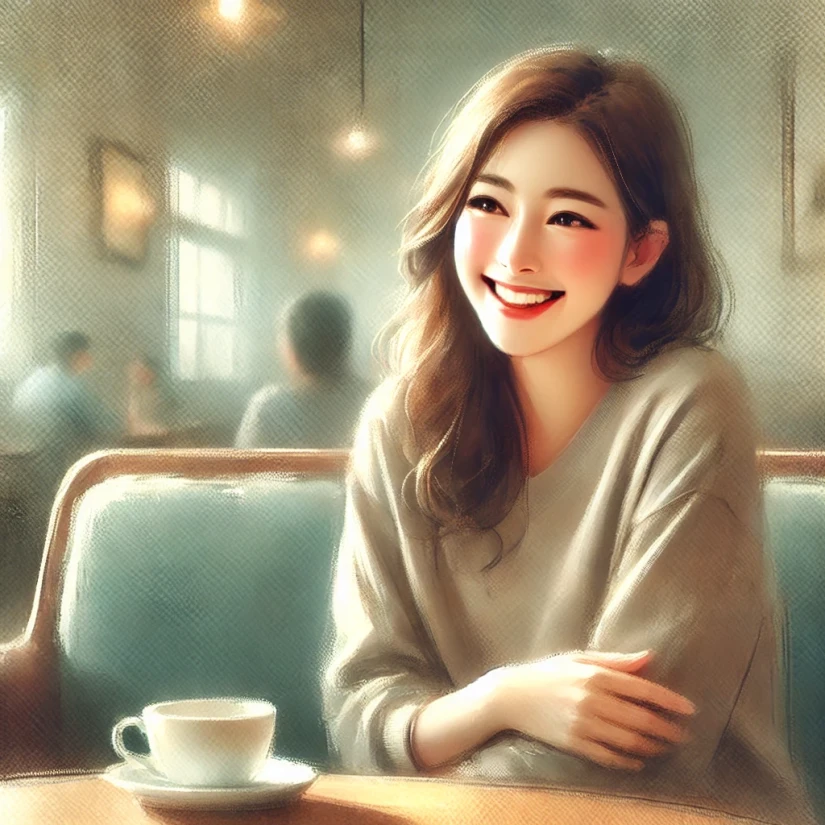여자가 귀엽다고 말하는 장면