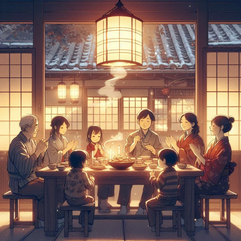 일본 가족 식사 시간 이름 부를때