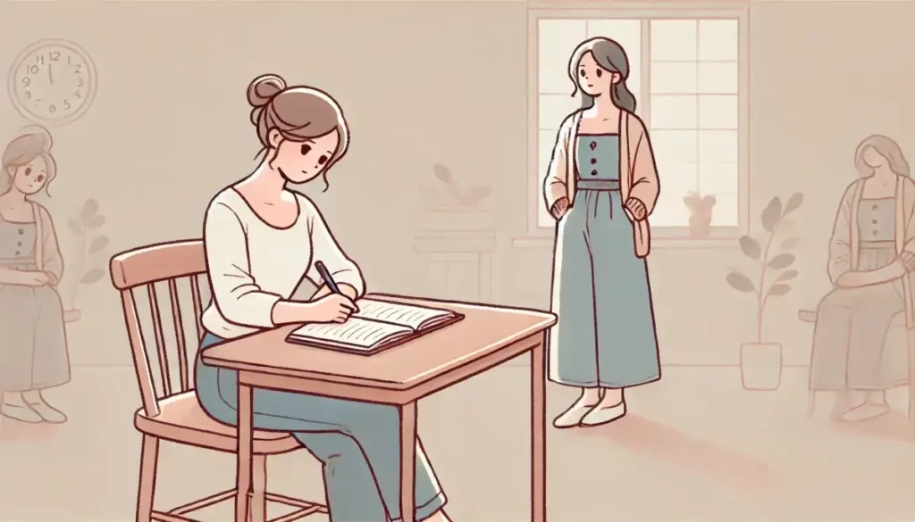 목기운 없는 여자가 계획을 세우는 모습
