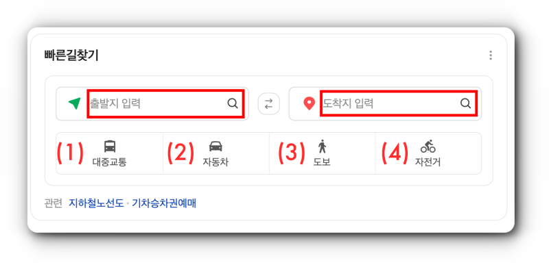 네이버 빠른길 찾기 이미지 화면