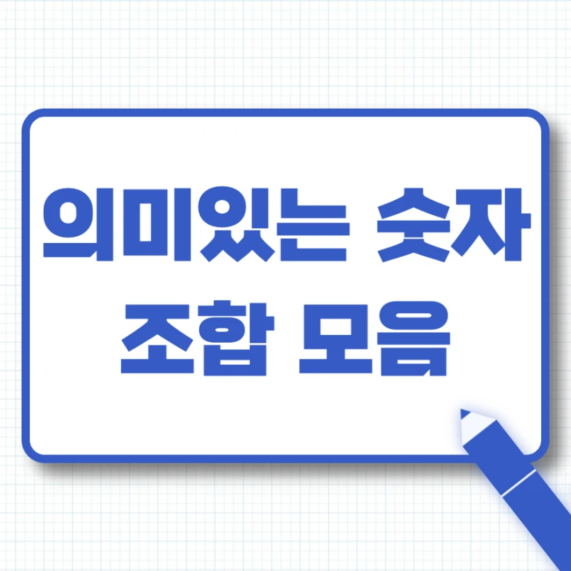 의미있는 숫자 조합 모음