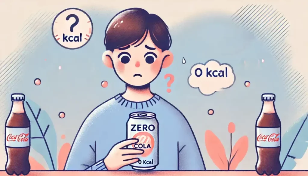 제로콜라를 의심스럽고 바라보고 있는 모습