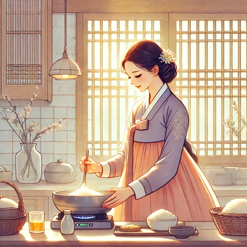 천주귀인 여자가 요리하는 모습