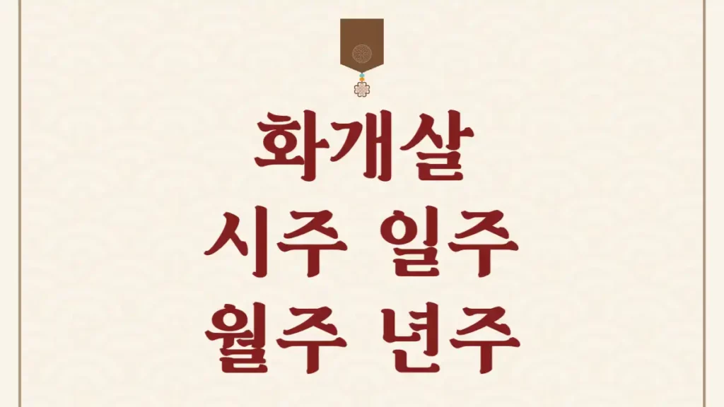 화개살 시주 일주 월주 년주 의미