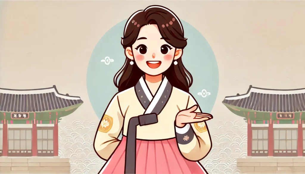 만세력 색깔 설명하는 한복입은 여자