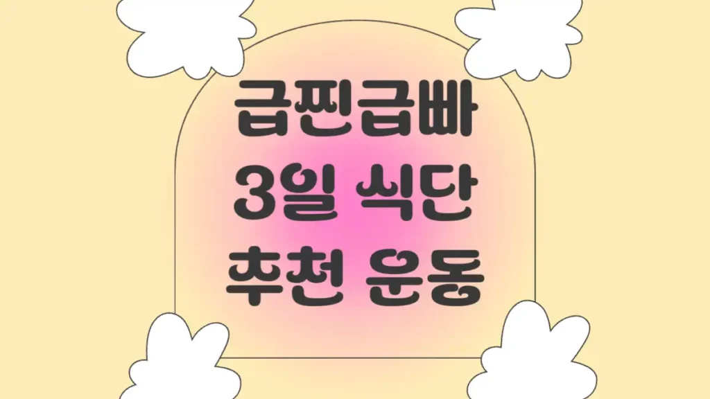 급찐급빠 식단 3일 추천 운동 루틴