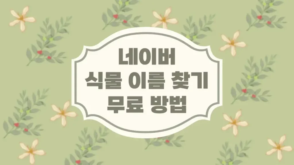 네이버 식물 이름 찾기 무료 방법 사진 이미지 검색