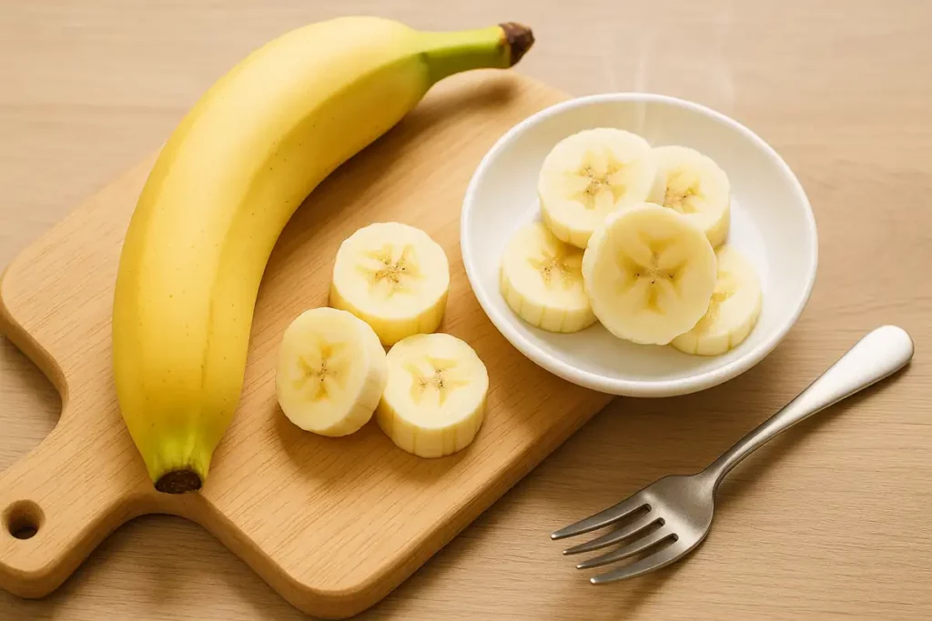 적당히 익은 바나나가 잘라놓았다