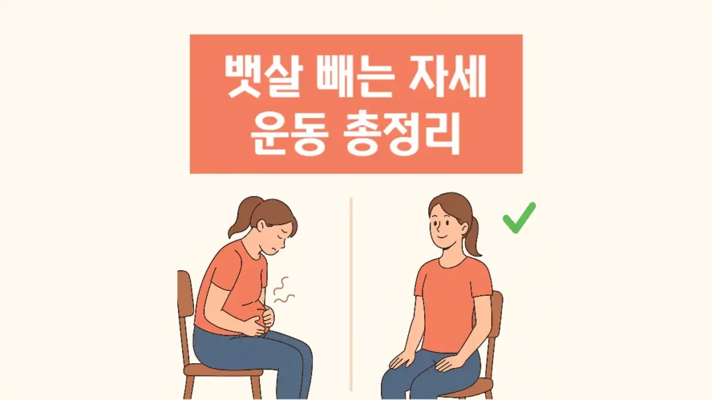 앉으면 나오는 뱃살 빼는 자세 운동 방법