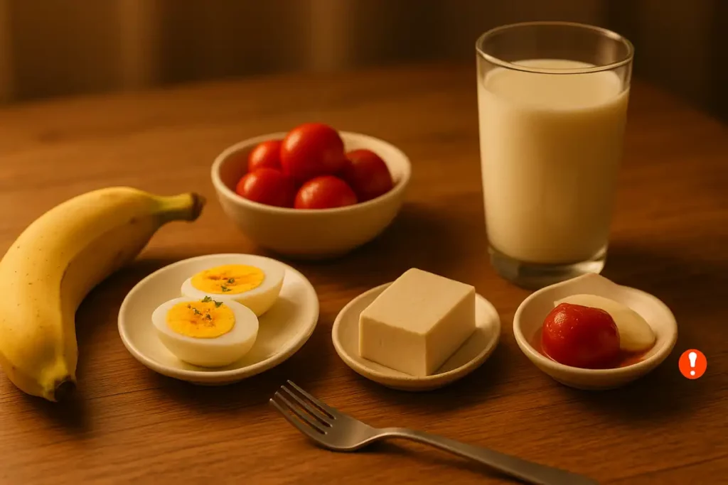 야식 바나나 토마토 계란 우유 두부, 다이어트 중 음식