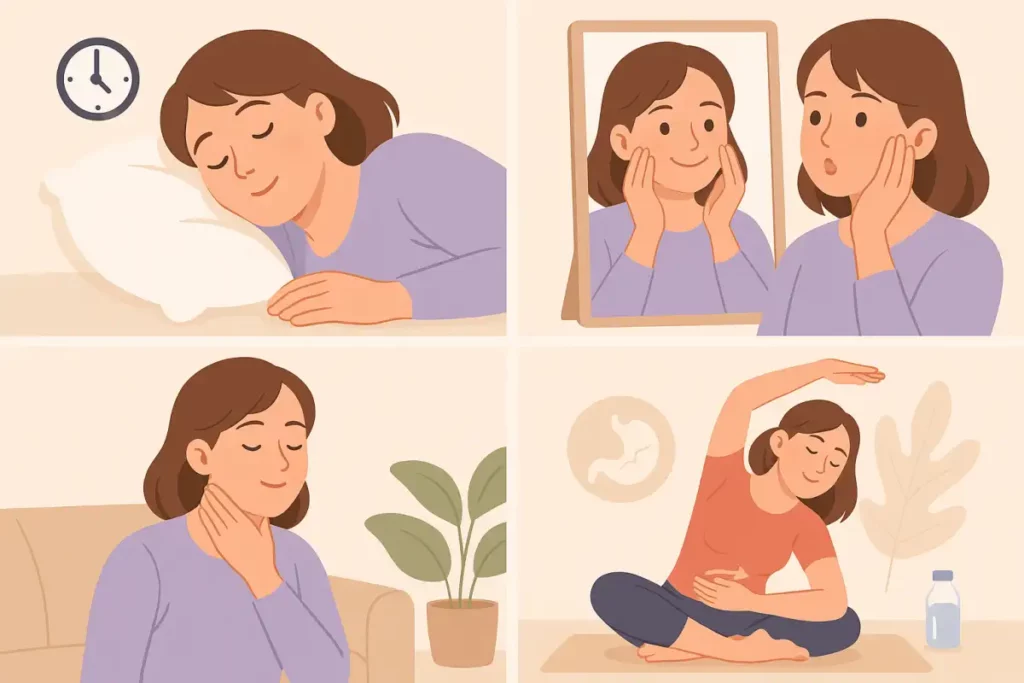 건강한 생활 습관을 가진 여성의 하루 일과 일러스트