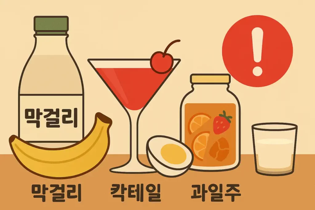 피해야할 술 막걸리 칵테일 과일주