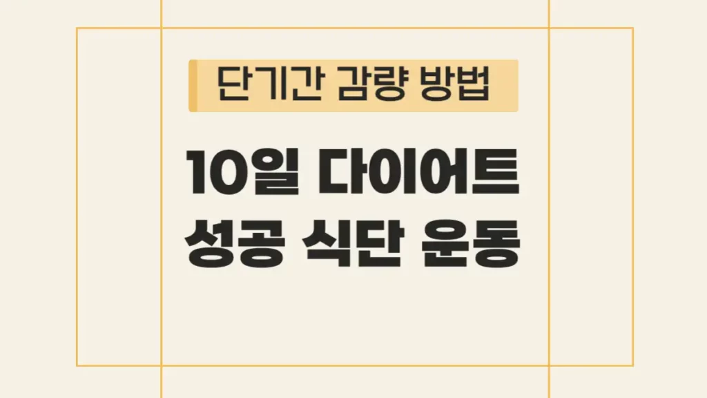 10일 다이어트 식단 운동 방법
