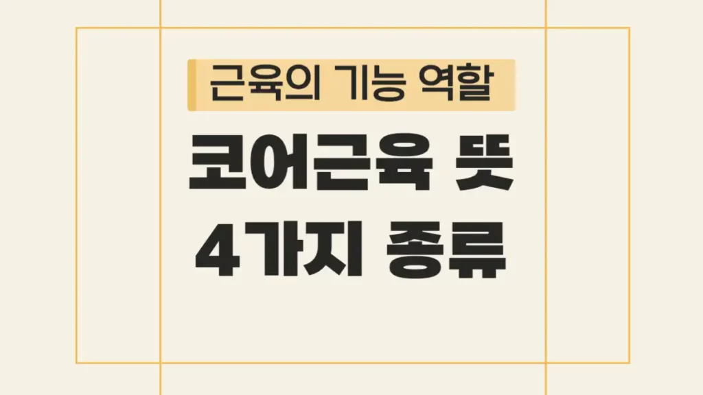 코어근육 뜻 종류 기능 역할